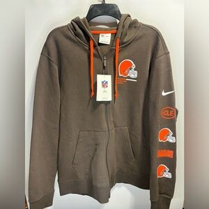 NWT NFL Nike Cleveland Browns Zip Up Brown Hoodie
